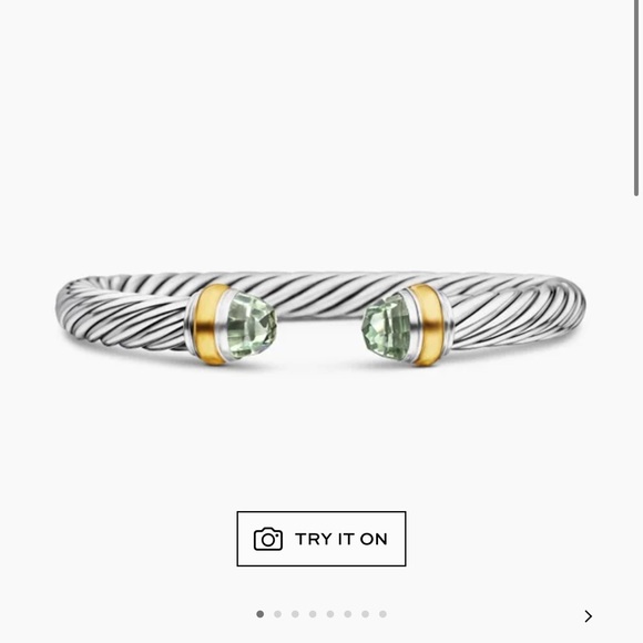 David Yurman Silver Twisted Bracelet with Gemstone Ends - Picture 1 of 4